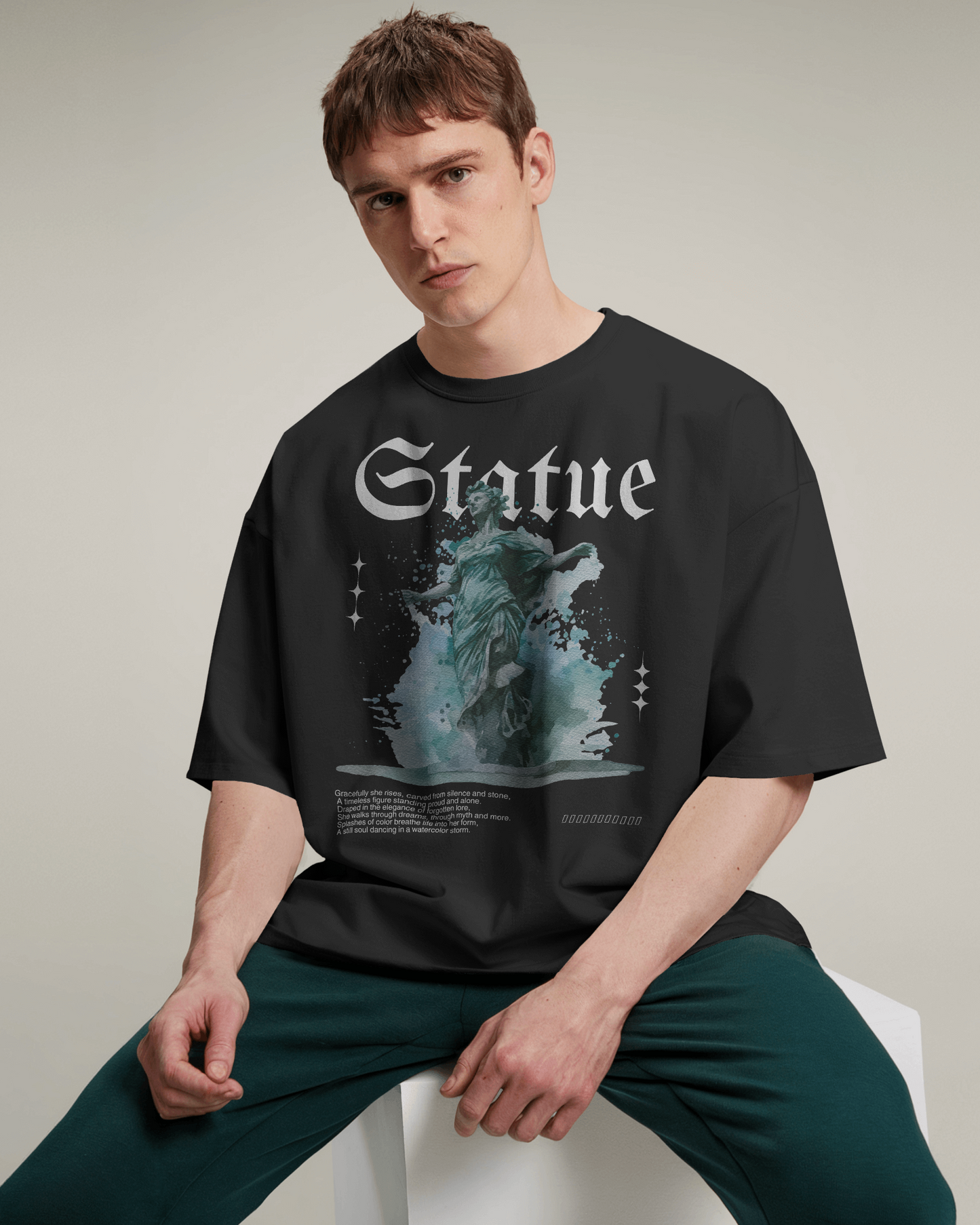 Statue Relaxed Fit T-Shirt – Artistic Graphic Streetwear Tee
