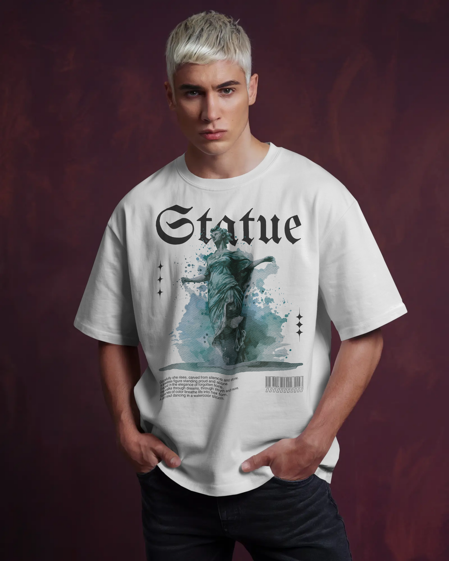 Statue Relaxed Fit T-Shirt – Artistic Graphic Streetwear Tee
