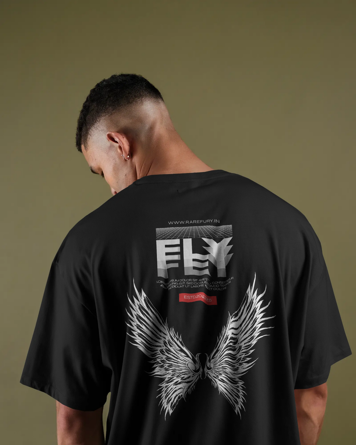 FLY Relaxed Fit T-Shirt – Black Wing Graphic Unisex