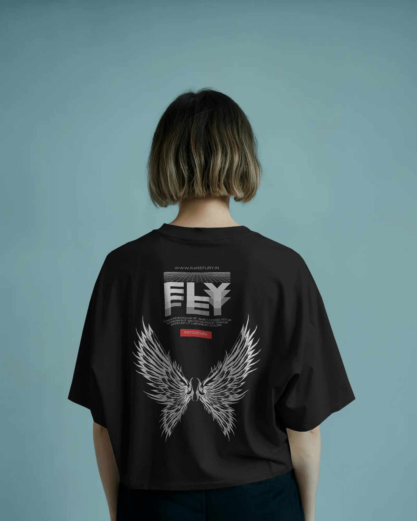FLY Relaxed Fit T-Shirt – Black Wing Graphic Unisex