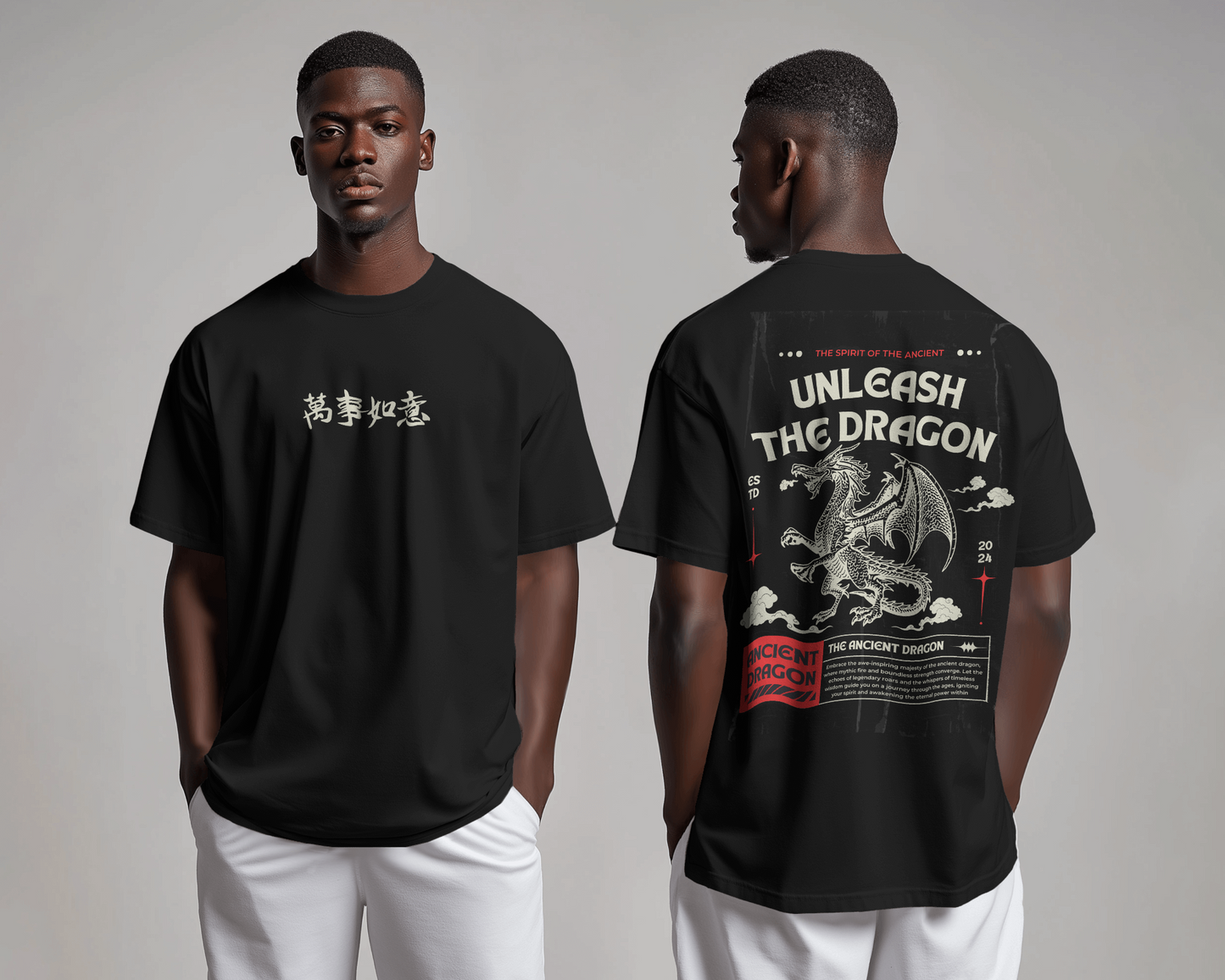 Unleash the Dragon T-Shirt for Men – Black Relaxed Fit Streetwear Tee