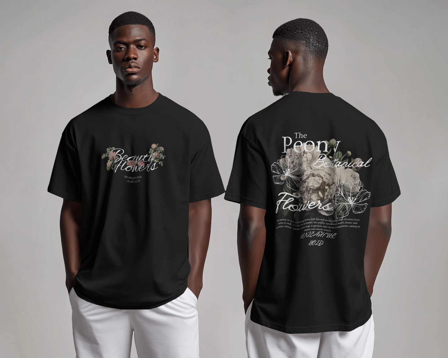 Peony Botanical Flowers Relaxed Fit T-Shirt – Unisex Streetwear
