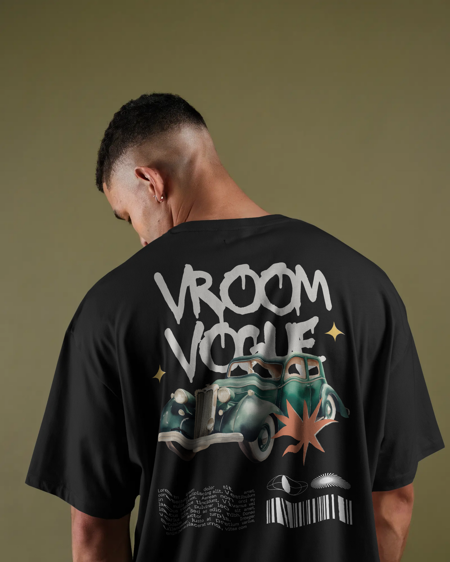 Vintage Vroom Vogue T-Shirt for Men – Black Relaxed Fit Streetwear Tee