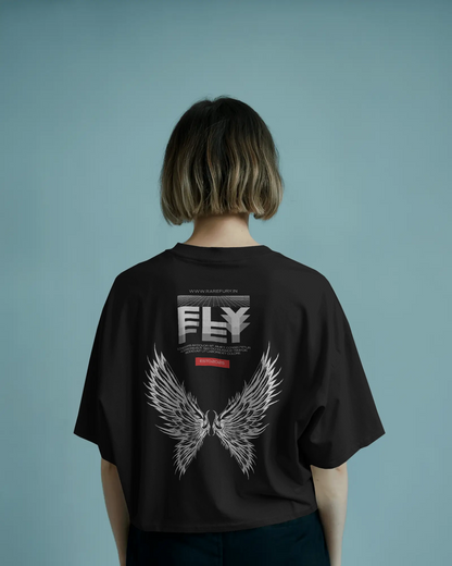 FLY Relaxed Fit T-Shirt – Black Wing Graphic Unisex