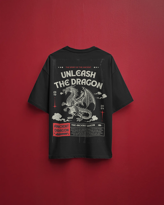 Unleash the Dragon T-Shirt for Men – Black Relaxed Fit Streetwear Tee