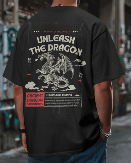 Unleash the Dragon T-Shirt for Men – Black Relaxed Fit Streetwear Tee
