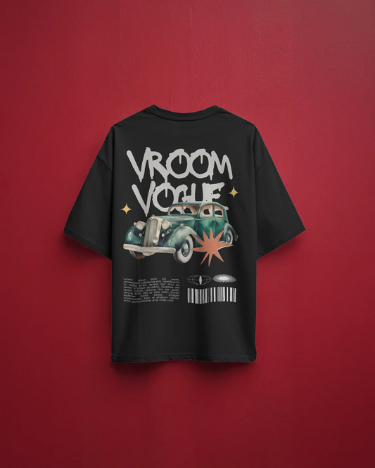 Vintage Vroom Vogue T-Shirt for Men – Black Relaxed Fit Streetwear Tee
