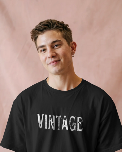 Vintage Vroom Vogue T-Shirt for Men – Black Relaxed Fit Streetwear Tee